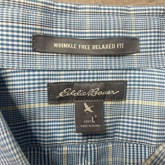 Eddie Bauer Shirts Mens Sz Large Lot Of 3 Relaxed Fit Wrinkle Free Dress Blue Ch - Picture 7 of 16